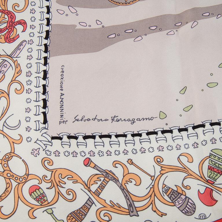 Salvatore Ferragamo, a silk scarf.