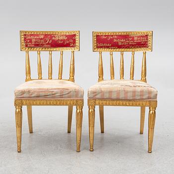 A pair of late Gustavian chairs, circa 1800.