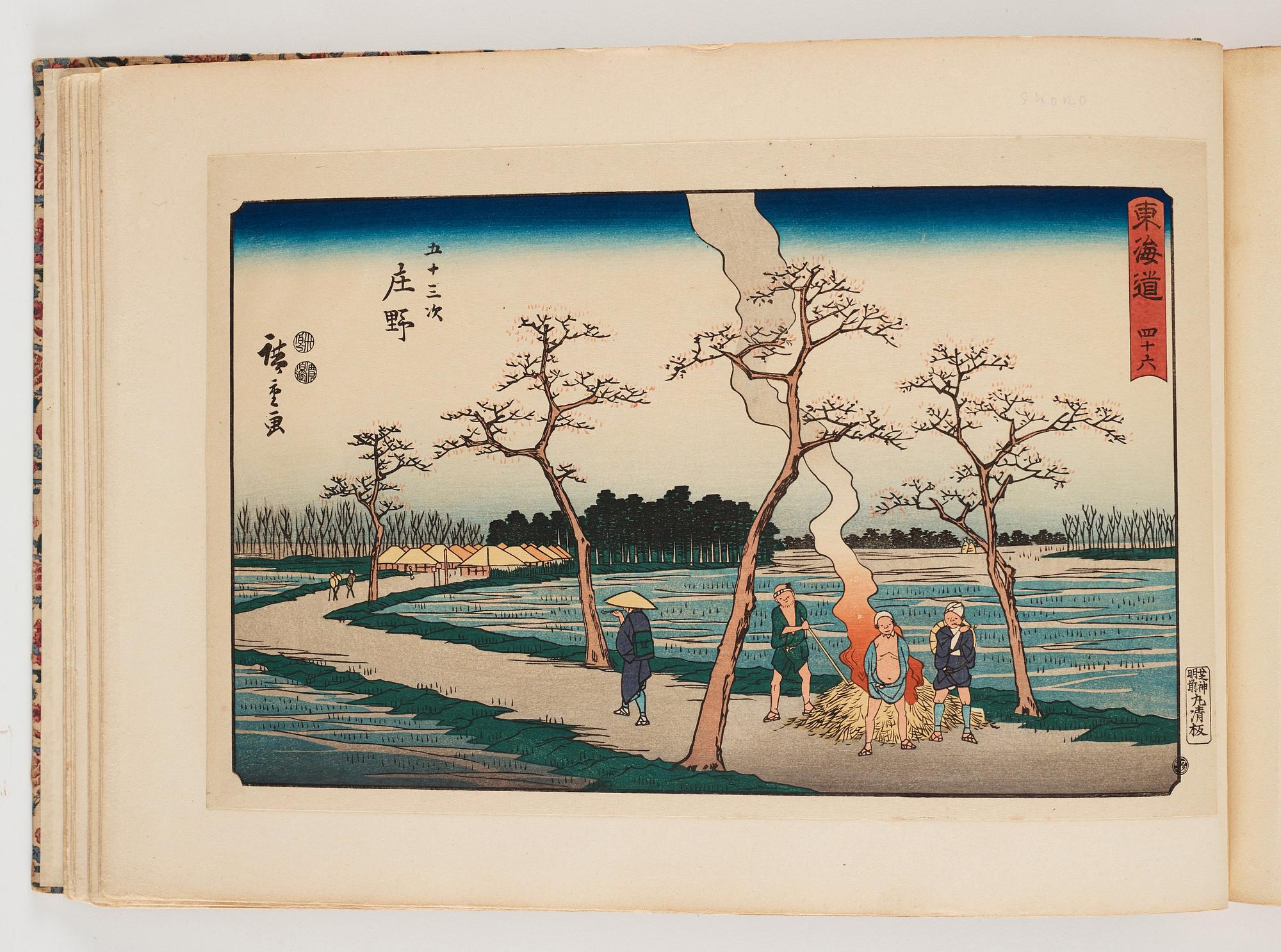 An album with Japanese woodblock prints after Ando Utagawa Hiroshige (1797-1858), mid 20th Century. (37 prints).
