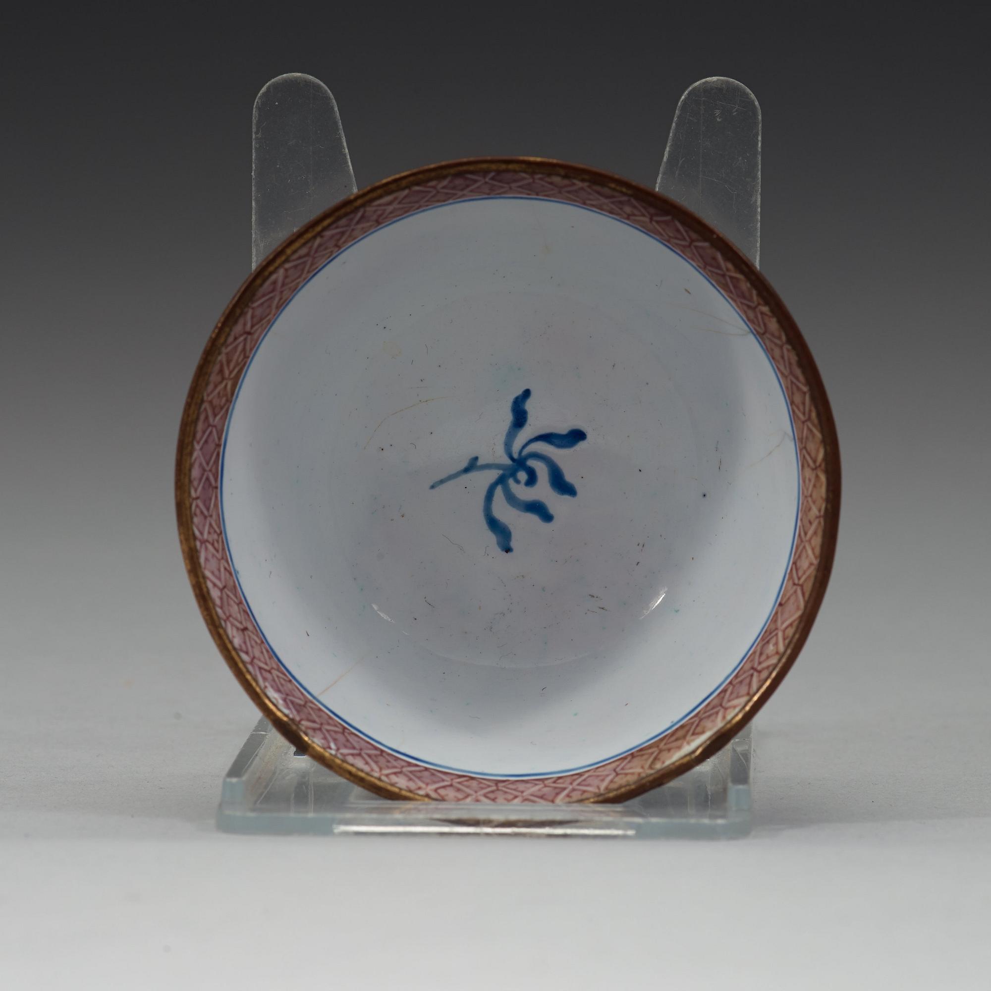 An enamel on copper tea cup, Qing dynasty, 19th Century.