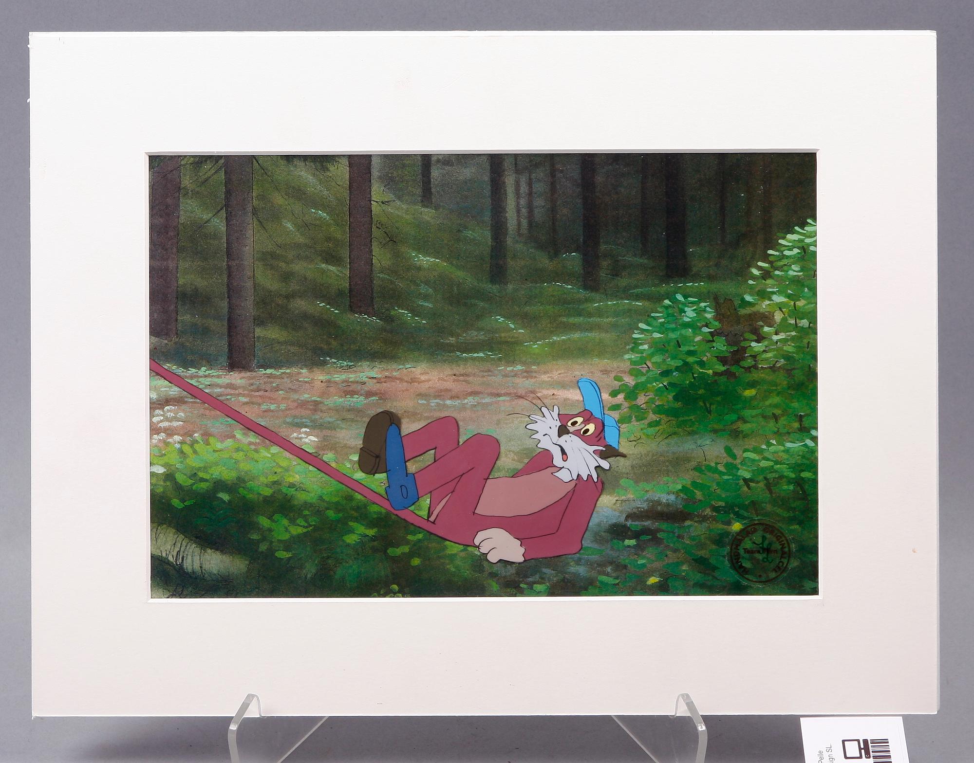 ORIGINALCELER, 2 st, ur "Pelle Svanslös". Blandteknik, Team Film, sign SL.