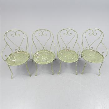 TRÄDGÅRDSMÖBLER, 5 delar, metall, 1900-tal.