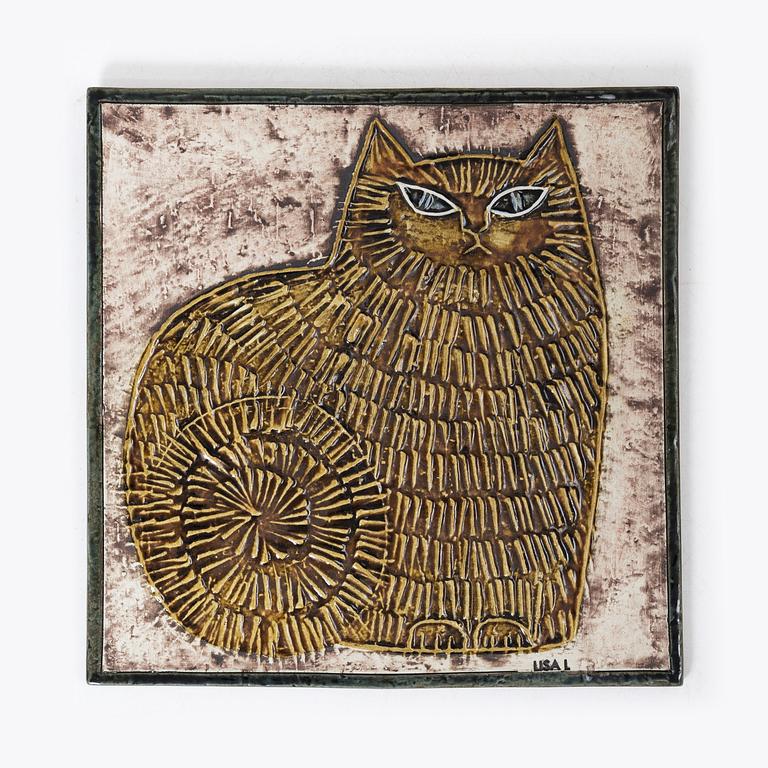 Lisa Larson, three stoneware wall reliefs and a mirror, Gustavsberg.
