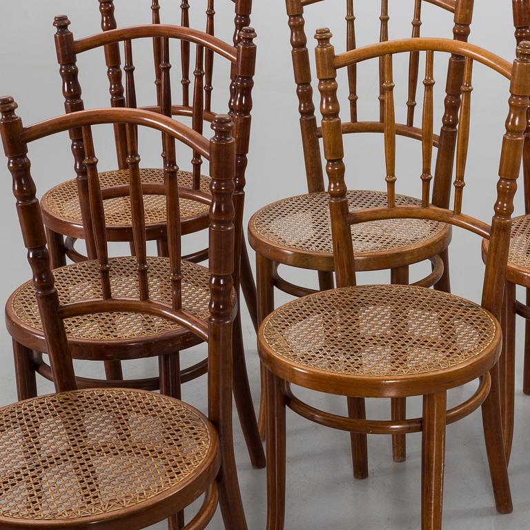 6 bent wood chairs 20th century.