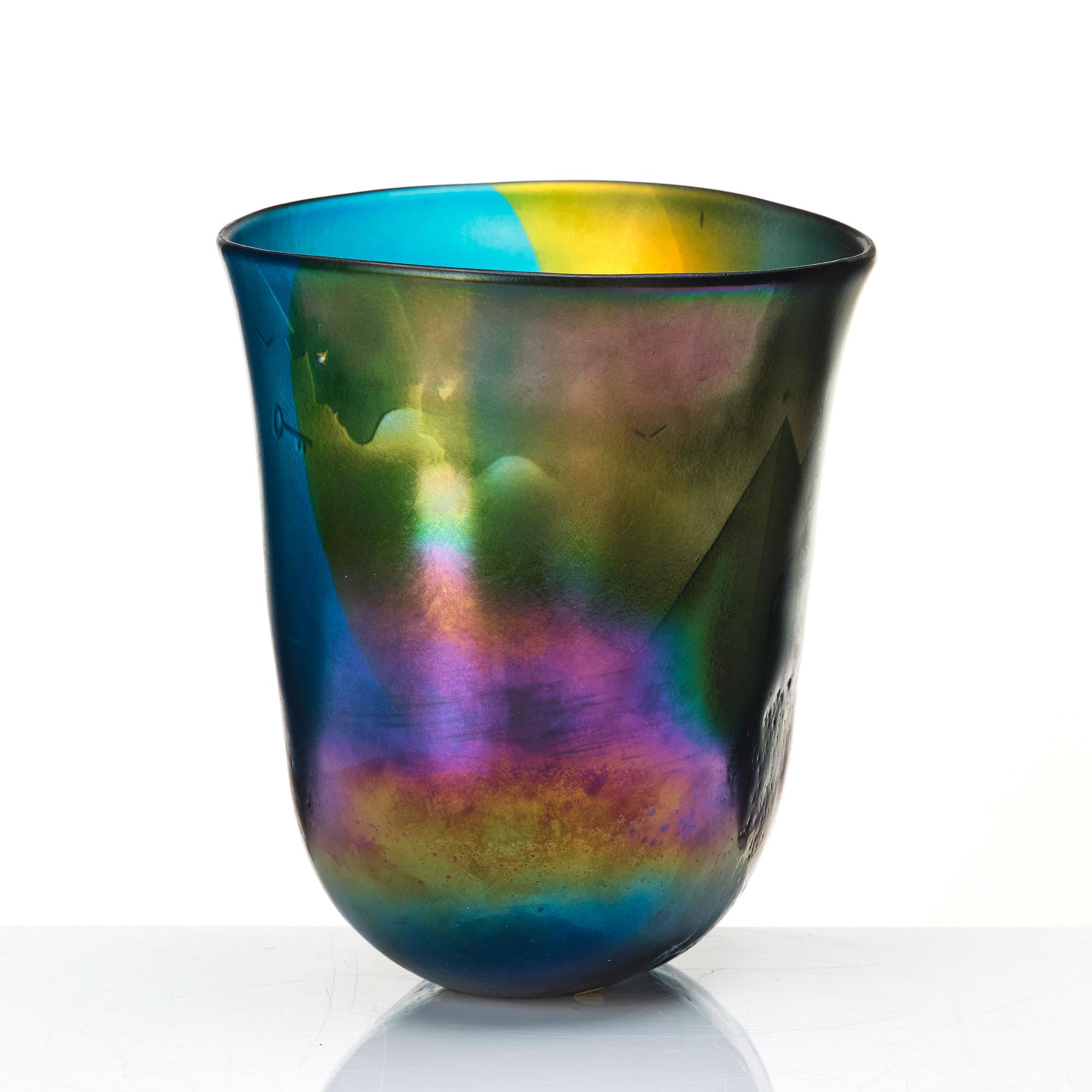 Bertil Vallien, a unique blasted glass vase, Kosta Boda, Sweden.