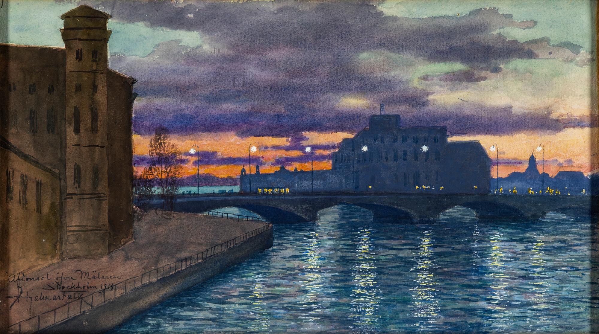 HJALMAR FALK, watercolour, signerad Hjalmar Falk and dated Stockholm 1916.