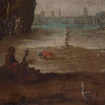 Italian artist, 17th Century. Battle on the outskirts of Rome.