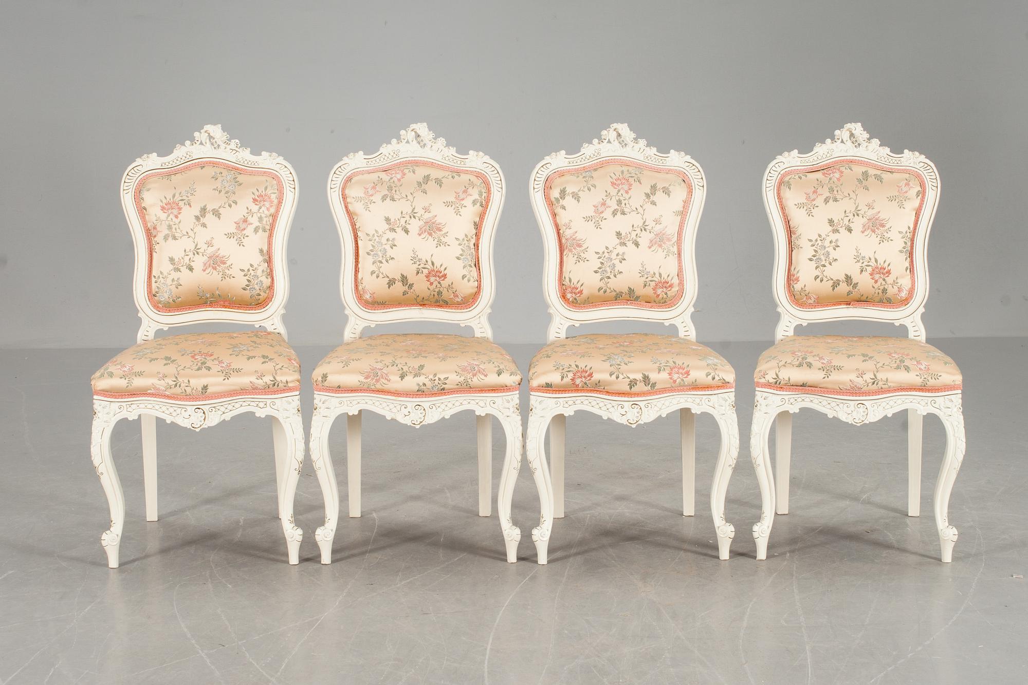 STOLAR, 4 stycken, ny-Louis XV-stil, 1900-tal.