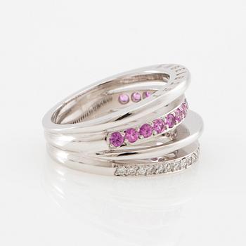 Ring 18K white gold with diamonds and pink sapphires, Engelbert Stockholm 2003.