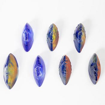 Kjell Engman, Seven glass heads, Kosta Boda.