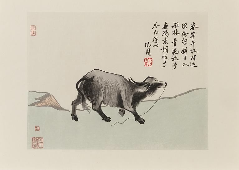 Rong Baozhai, samling träsnitt/tryck. Bl.a efter Shen Zhou, 1953-1954.