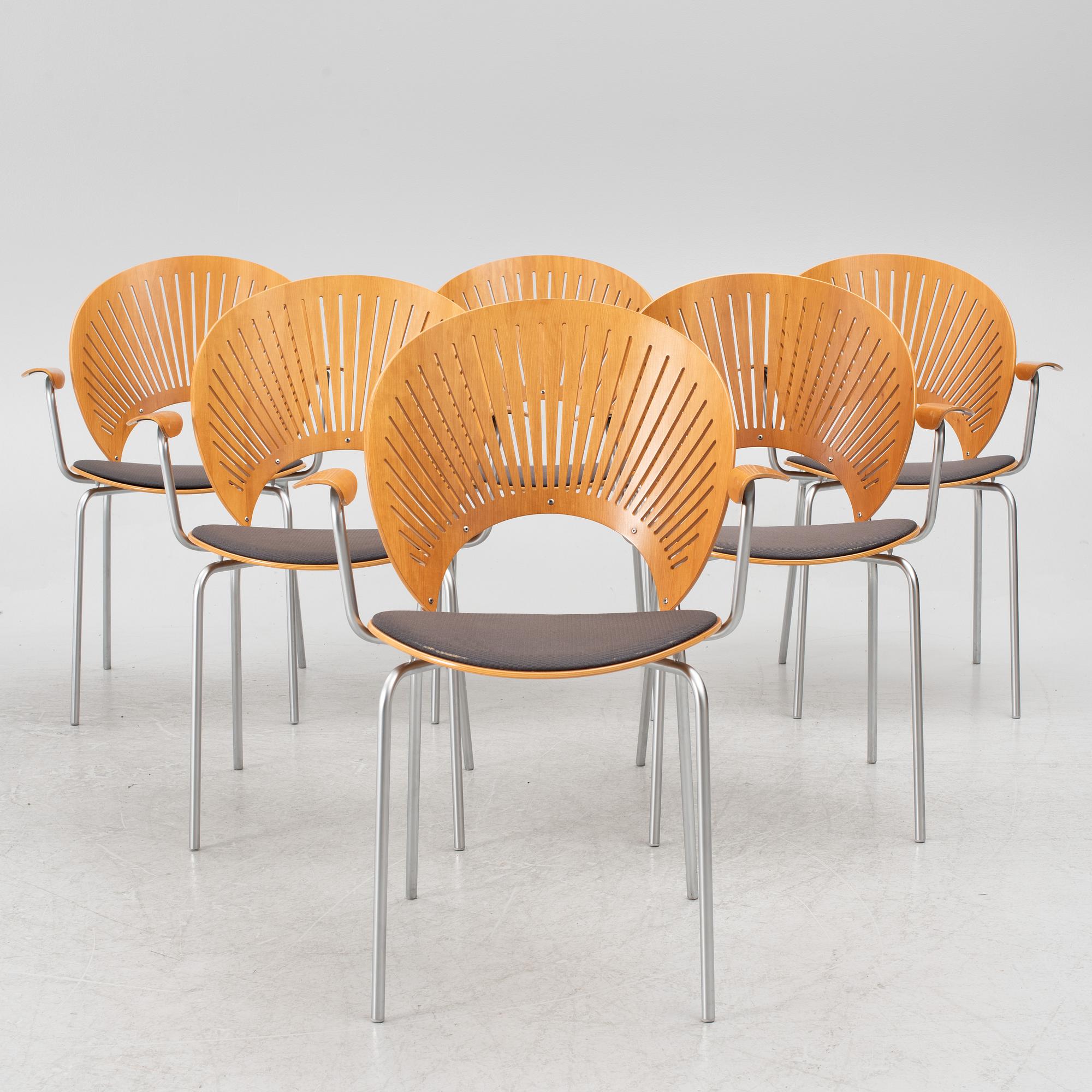 Nanna Ditzel,  six 'Trinidad' armchairs, Fredericia, Denmark.