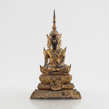 A Thai gilt bronze Rattanakosin Buddha, Bangkok, 20th century.