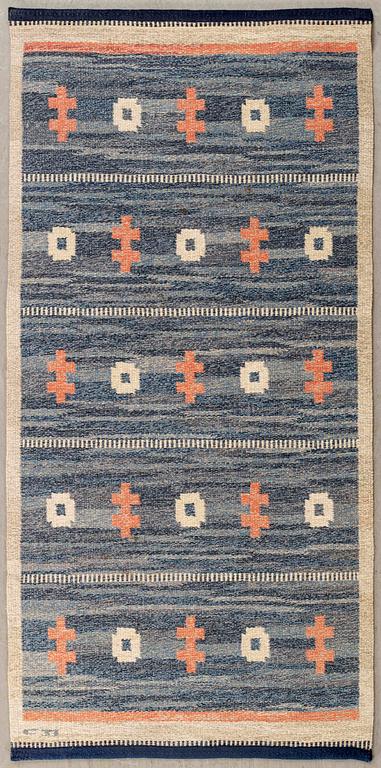 CARL DANGEL, a signed flat weavew carpet ca 163 x 100 cm.