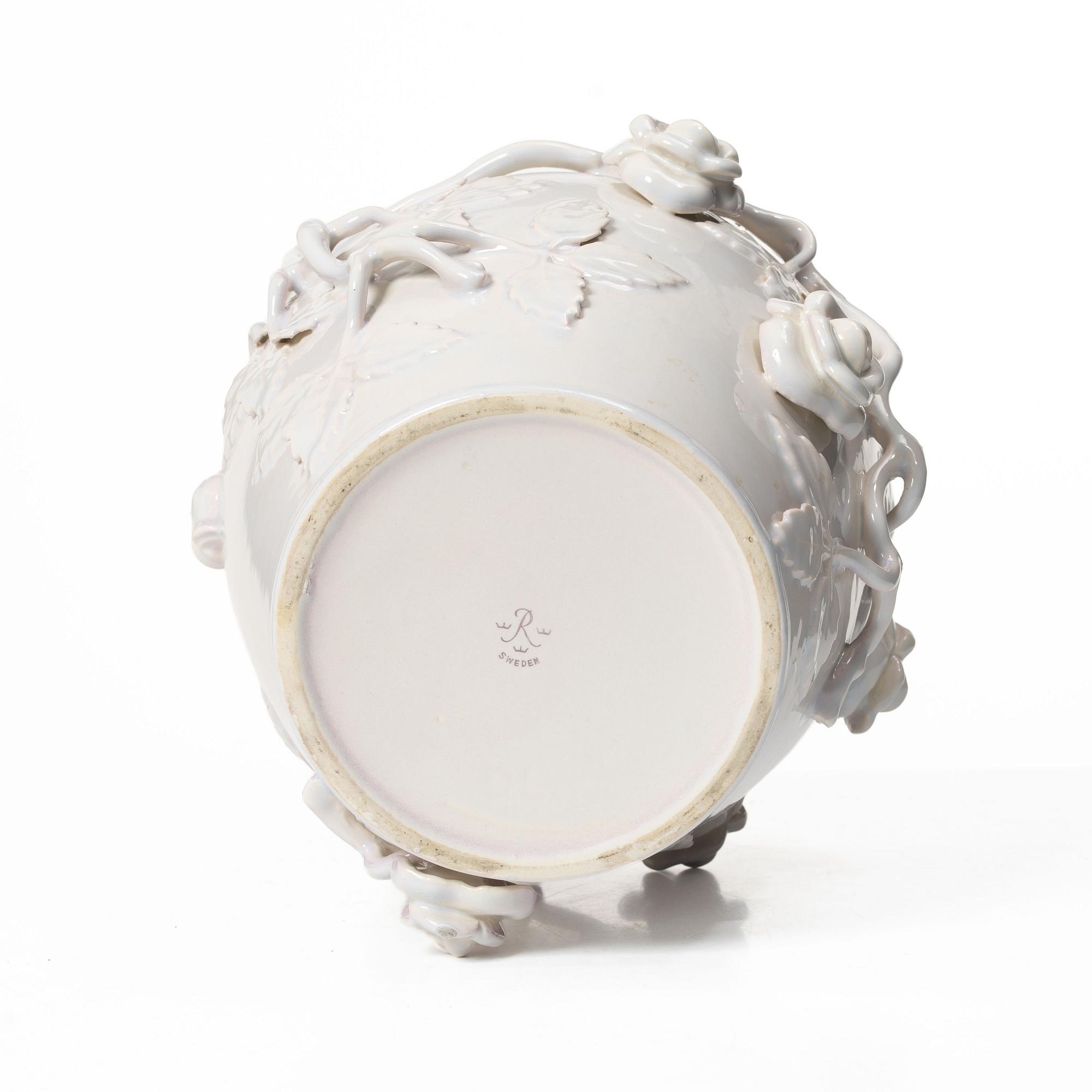 Lidded urn, faience, Rörstrand, mid-20th century.