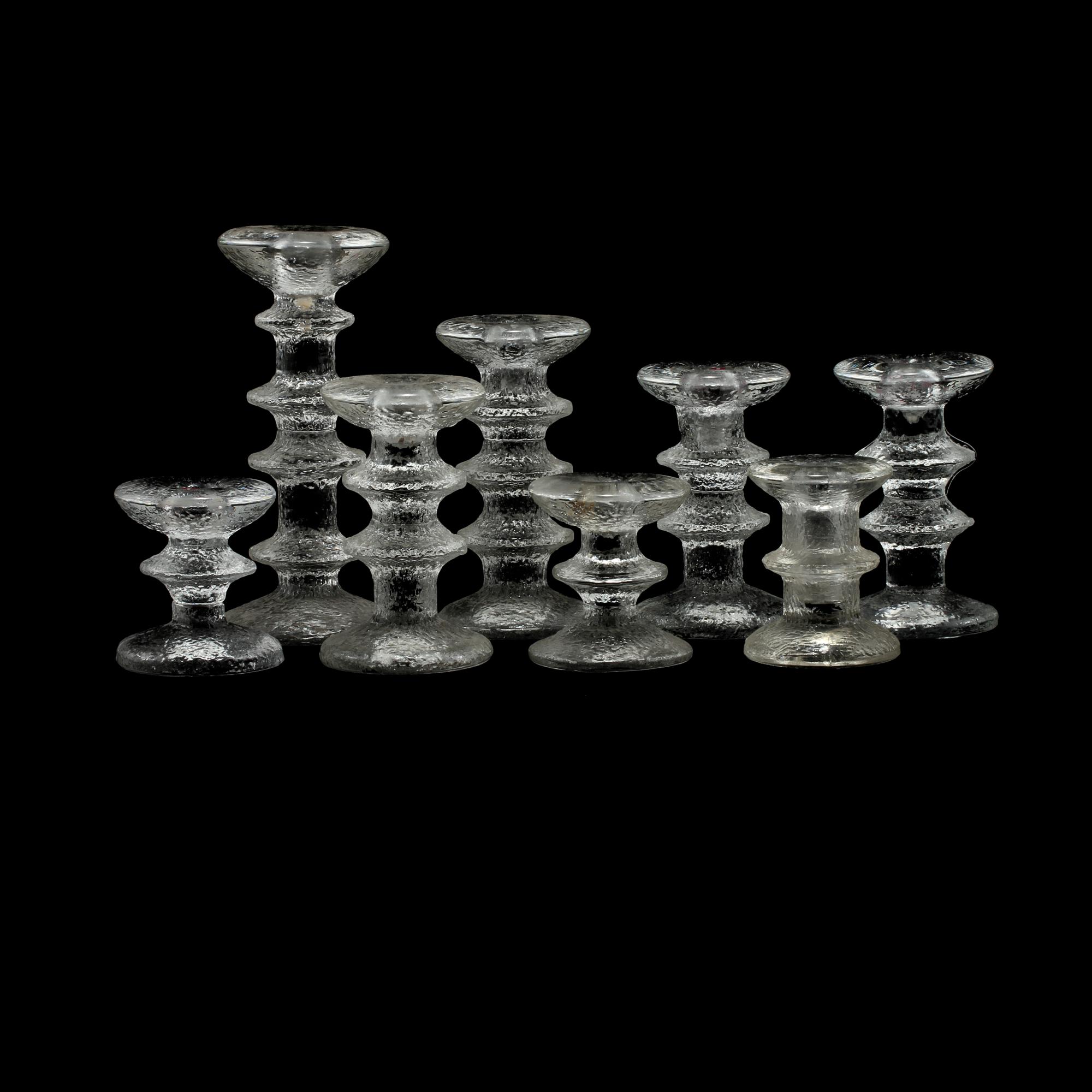 LJUSSTAKAR, 8 st, glas, "Festivo", Timo Sarpaneva, Iittala, 1900-talets andra hälft.