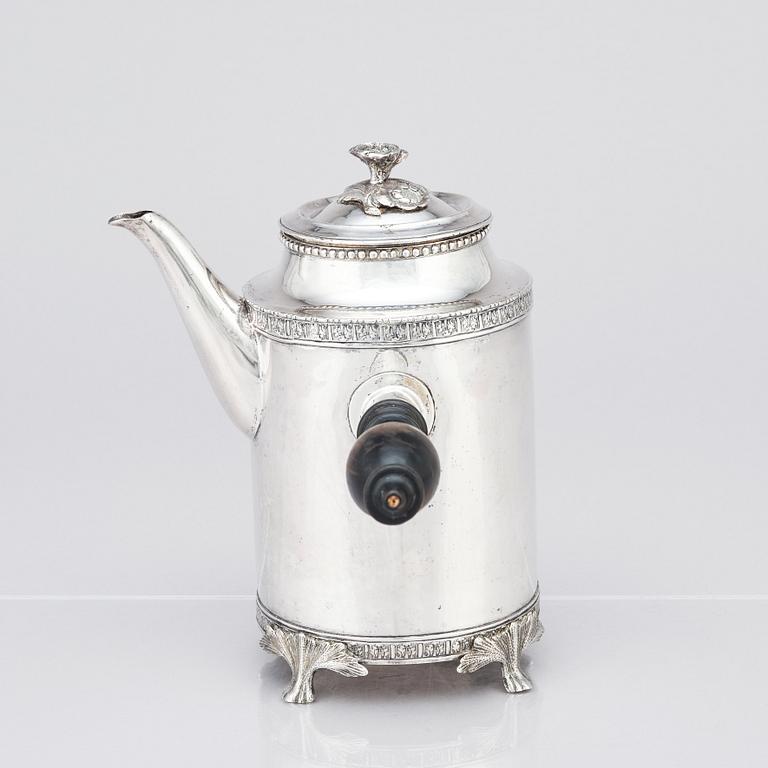 A Swedish Gustavian 18th century silver coffee-pot, mark of Petter Eneroth, Stockholm 1792.