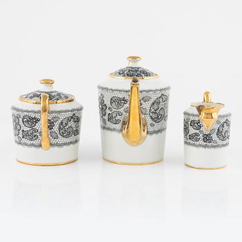 A porcelaine coffee set, Black Lace, Marcel Rochas Paris, Limoges Le Tallec.