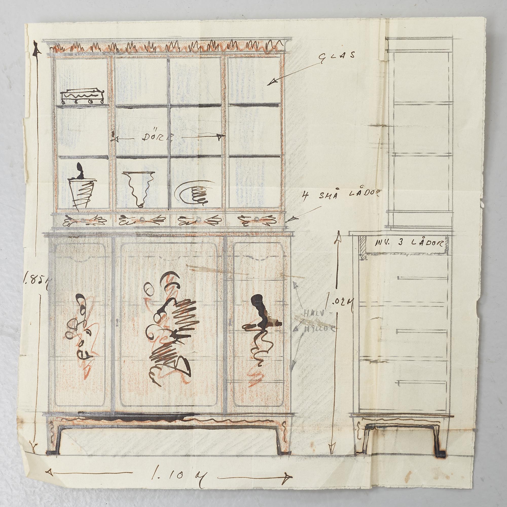 Axel Larsson, vitrinskåp, 1930-40-tal.