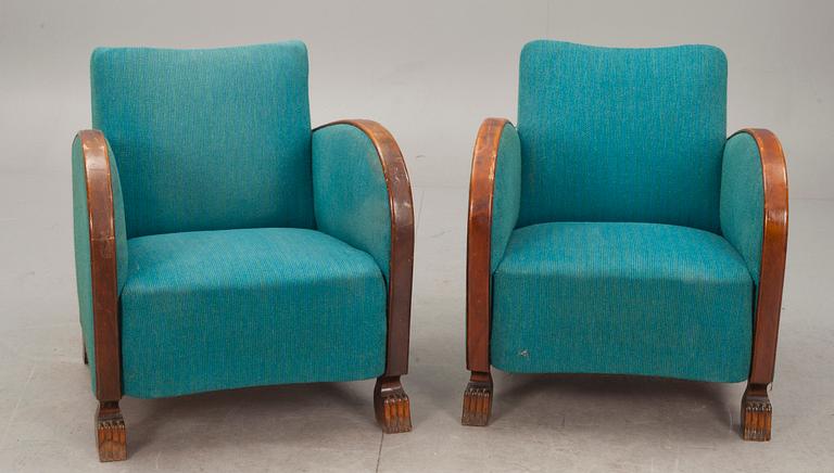 FÅTÖLJER, ett par, Art deco, 1900-talets första hälft.