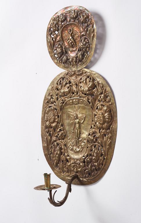 A set of four Swedish Baroque one-light wall sconces ca 1690-1700.