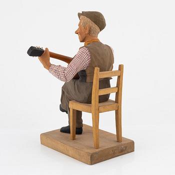 Herman Rosell, a carved and painted wood sculpture, signed Rosell and dated 1950.