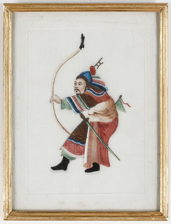 MÅLNINGAR, 7 st, akvarell och gouache på märgpapper, Kina, 1800-tal.