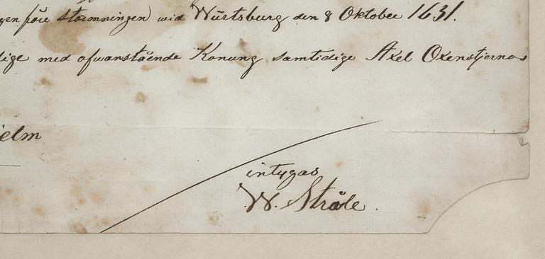 AVSKRIFT med NOTER, egenhändigt sign Carolus Löwenhielm, 1700/1800-tal.