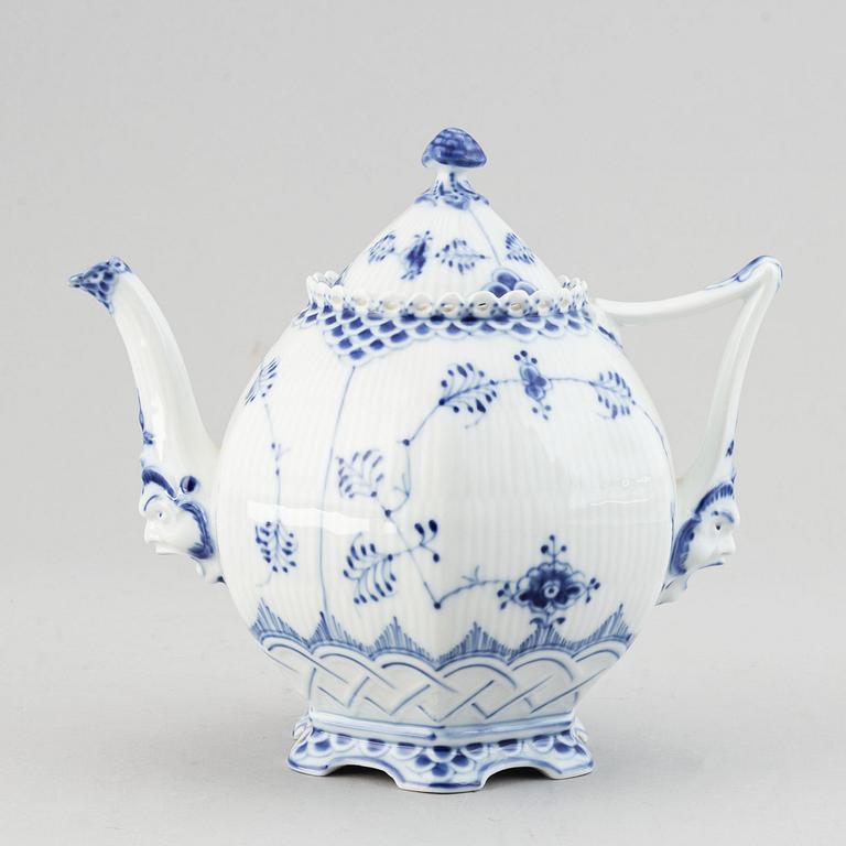Royal Copenhagen,  a '1119' 'Musselmalet Full Lace' porcelain teapot, Denmark.