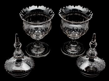 LOCKURNOR, 1 par, glas, 1800-talets andra hälft.