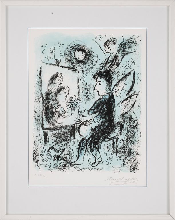 MARC CHAGALL, färglitografi, stämpelsignerad. Numrerad med blyerts M.B 271/500.