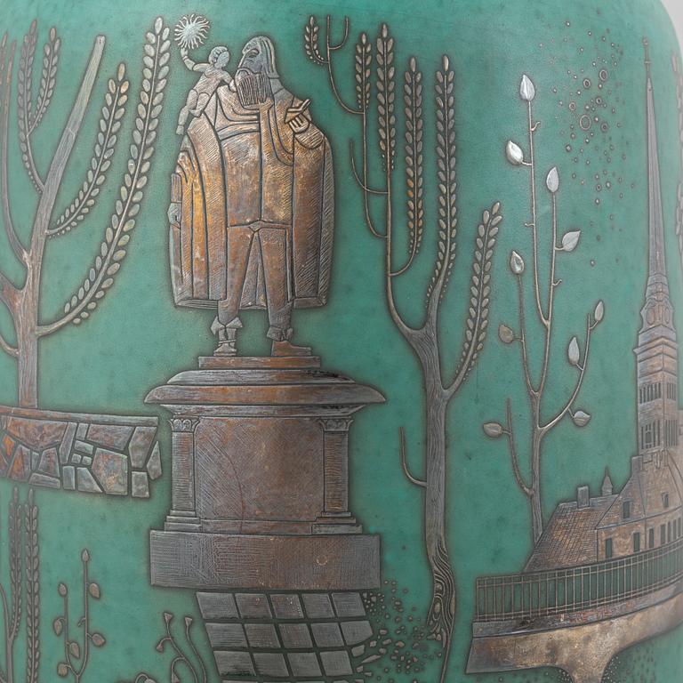 Wilhelm Kåge, an "Argenta" stoneware urn with cover, Gustavsberg, presumably 1944.