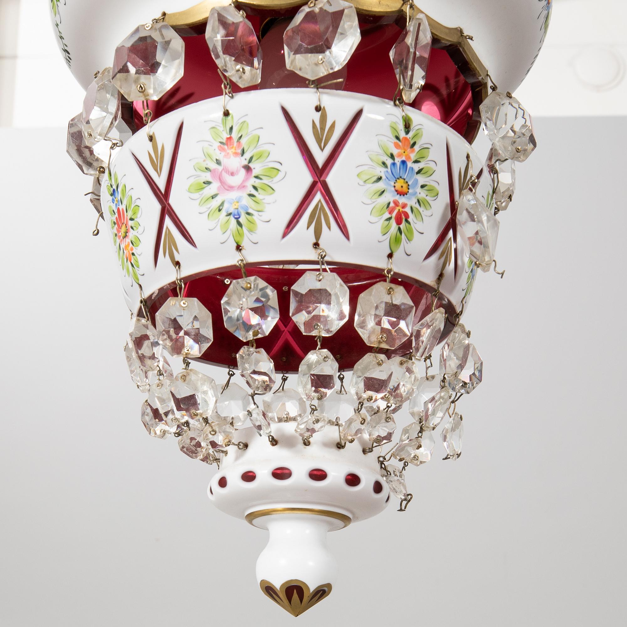 Taklampor ett par Böhmen 1900-tal.