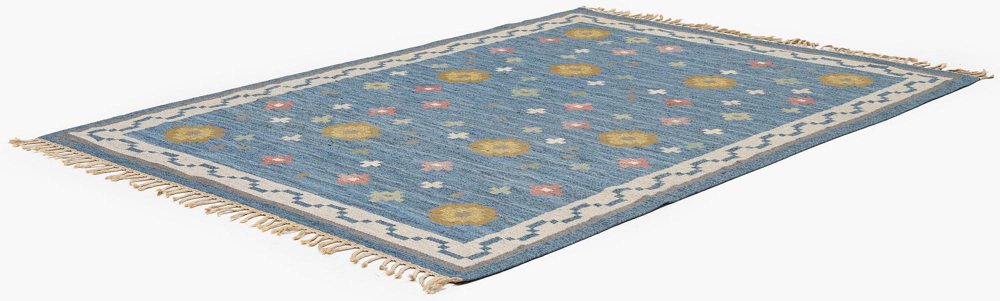 Anna-Greta Sjöqvist, a 'Blomsteräng' carpet, flat weave, c. 240 x 170 cm, signed AGS.