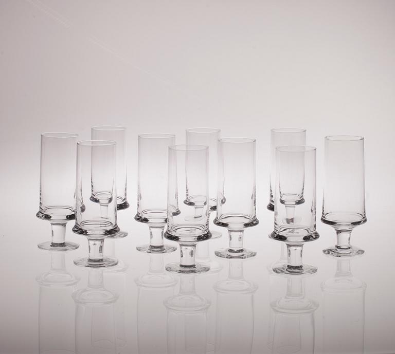 GLASSERVIS, 50 delar, "Marski" Tapio Wirkkala, Iittala 1900-talets slut.