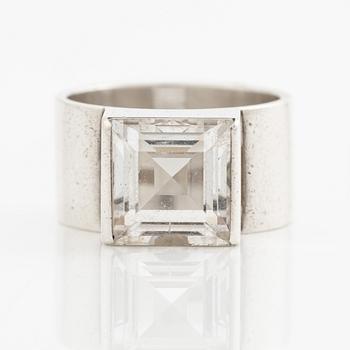 Wiwen Nilsson, ring, silver with step-cut rock crystal, Lund 1974.
