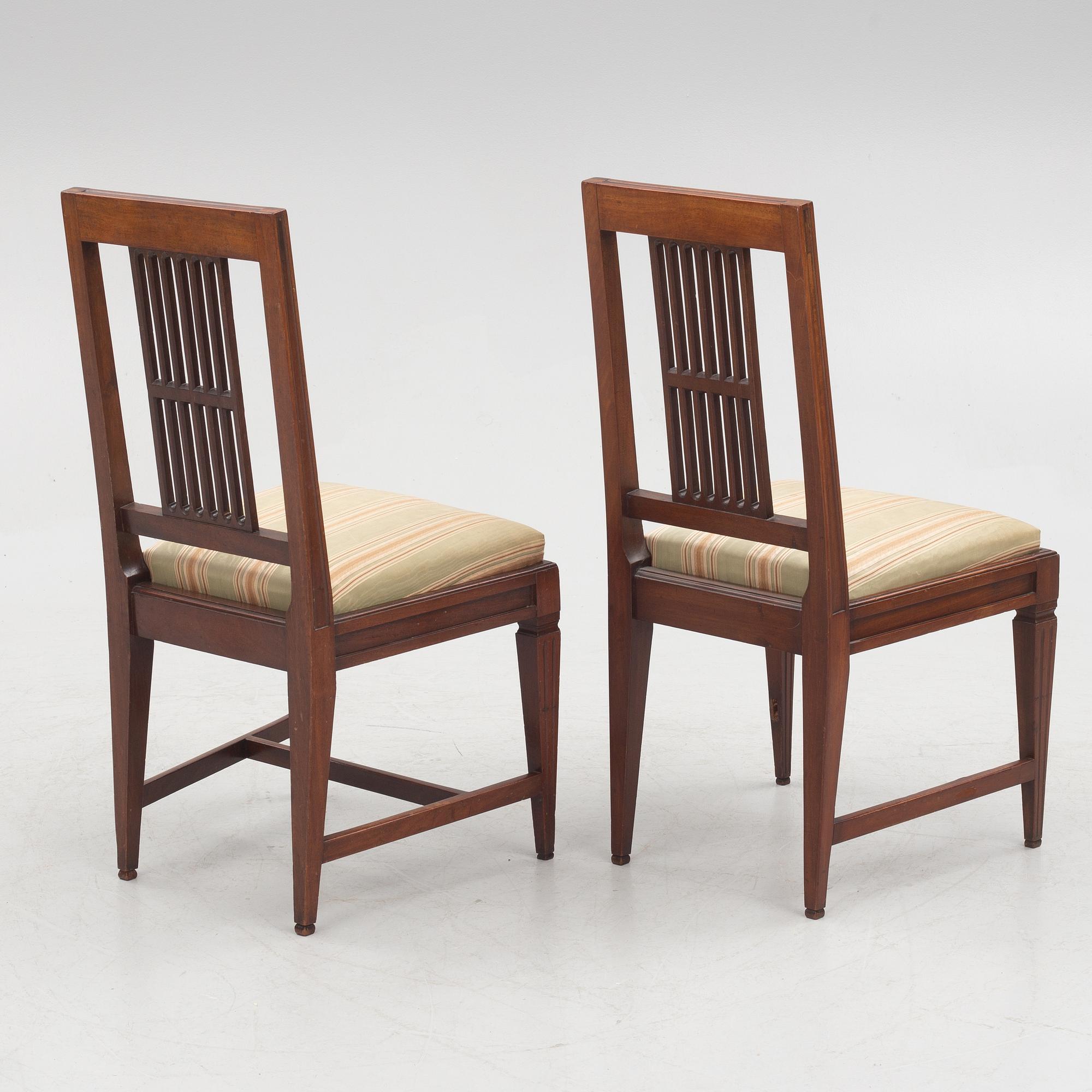 Six lat Gustavian chairs by Carl Johan Wadström, Stockholm (1758-1816, mästare 1788).