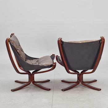 FÅTÖLJER, ett par, "Falcon chair", Sigurd Russel, Vatne möbler, Norge.