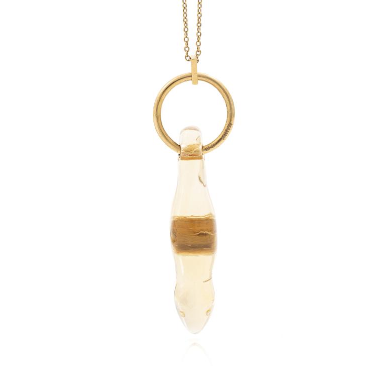 Necklace, 17K gold with citrine in the form of a sweet wrapper.