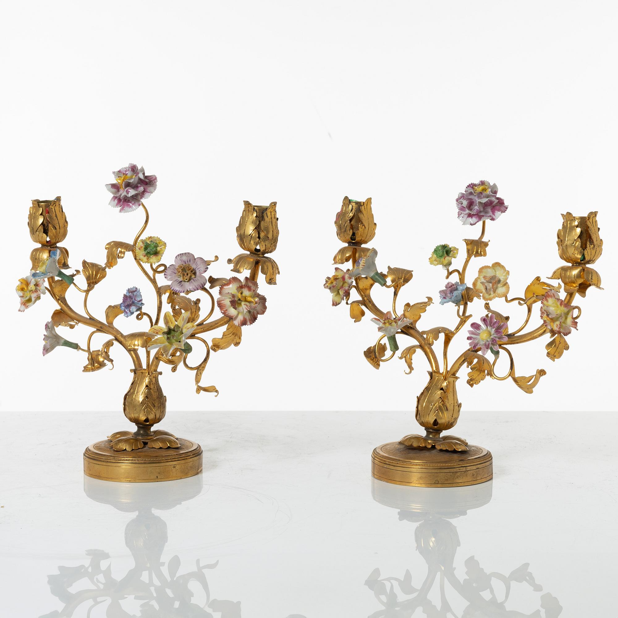 A pair of candelabras,  early 20th century.
