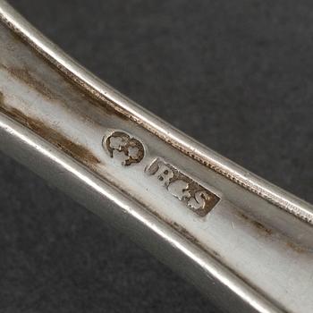 Matbestick, 26 st, silver och ebenholts, B&S, Sverige 1800-tal.