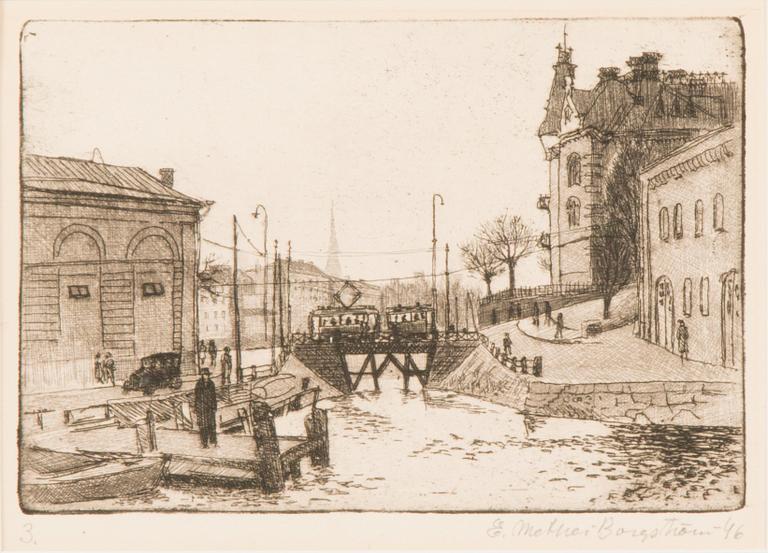 ERNST METHER-BORGSTRÖM, etsning, signerad och daterad-46. Märkt nr 3.