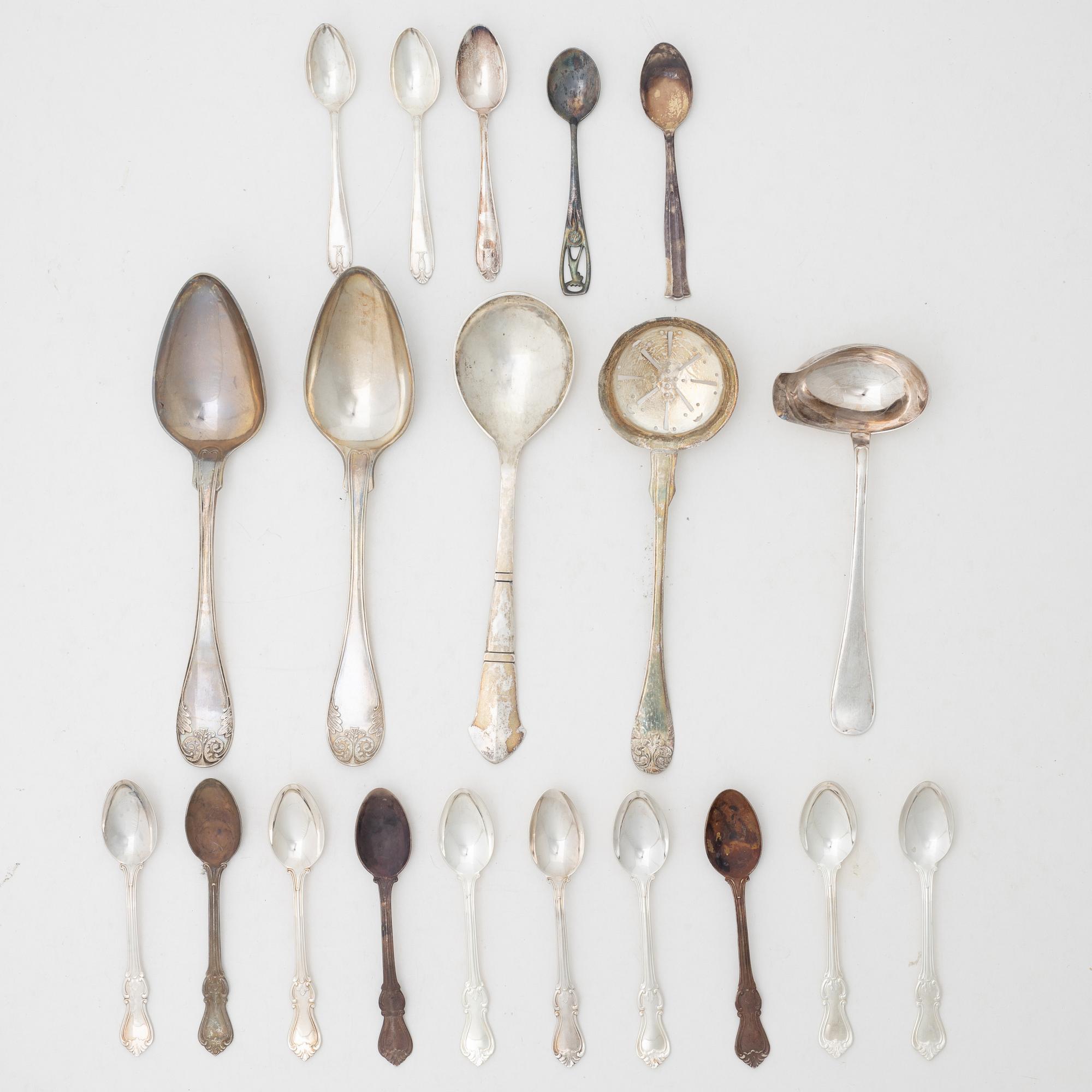 Cutlery, 20 pieces, silver, 19th-20th century.