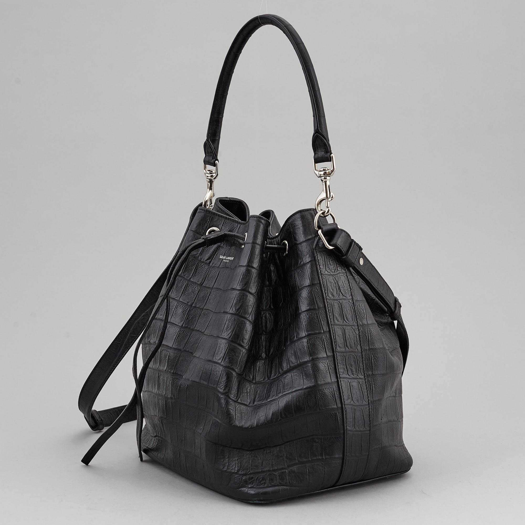 YVES SAINT LAURENT, a black leather 'Emmanuelle' bag.
