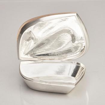 Rolf Lindståhl, a sterling silver and attached 18K gold box with lid, Stockholm 1986.