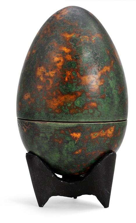 A Hans Hedberg faience egg, Biot, France.