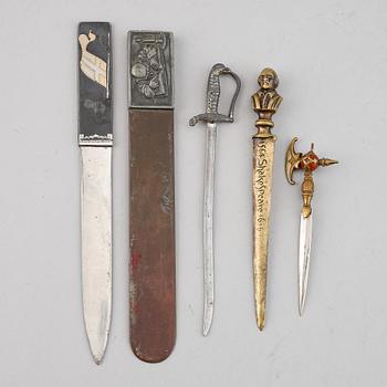 Five letter openers, 19th/20th century.