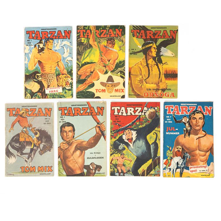 Comic books, “Tarzan”, 7 issues, 1951.