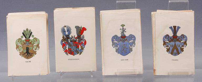 TRYCK MED HERALDISKA MOTIV, 65 st, Sverige tidigt 1900-tal.