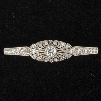 BROSCH, Art Deco, platina,  diamanter. Tot. vikt ca 4 g.
